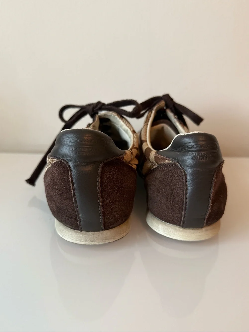 Coach Womens Brown Signature Logo Sneakers with Stripe